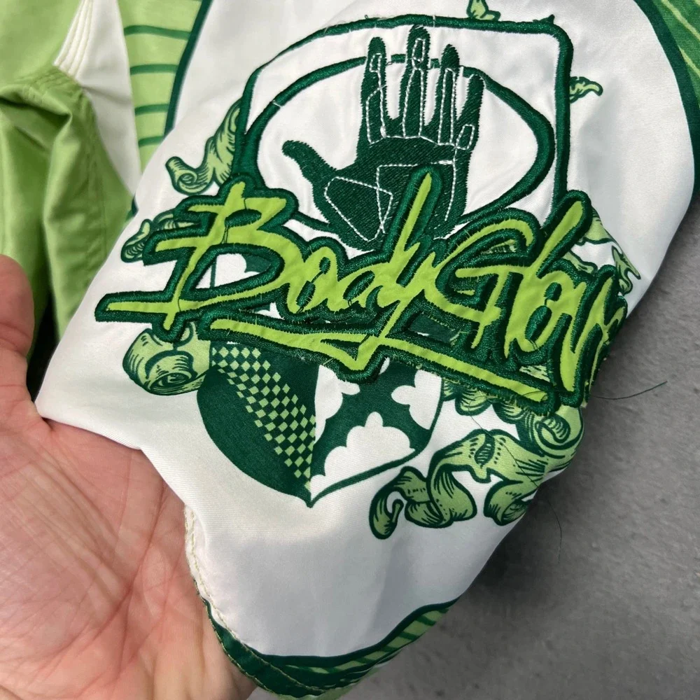 Vintage Y2K Body Glove Mens Board Shorts Green White Embroidered Swim Trunks 40‎